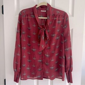 Sheer tie front blouse